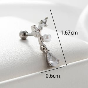 1 Piece Simple Series Classic Flower Titanium Steel No Plating Material Zircon Women Stud Earrings h5